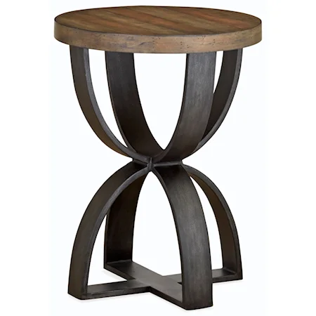 Rustic Round Accent Table of Solid Wood